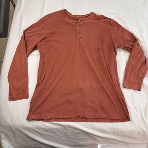 Pendleton Rust Red Long Sleeve Henley Button-Down Shirt